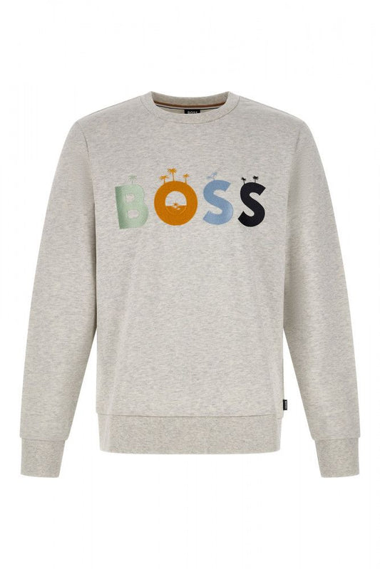 Elegant grijs katoenen sweatshirt met ronde hals