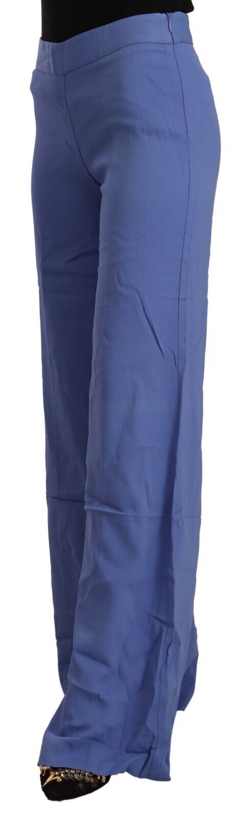 Chic Wide-Leg High Waist Blue Trousers