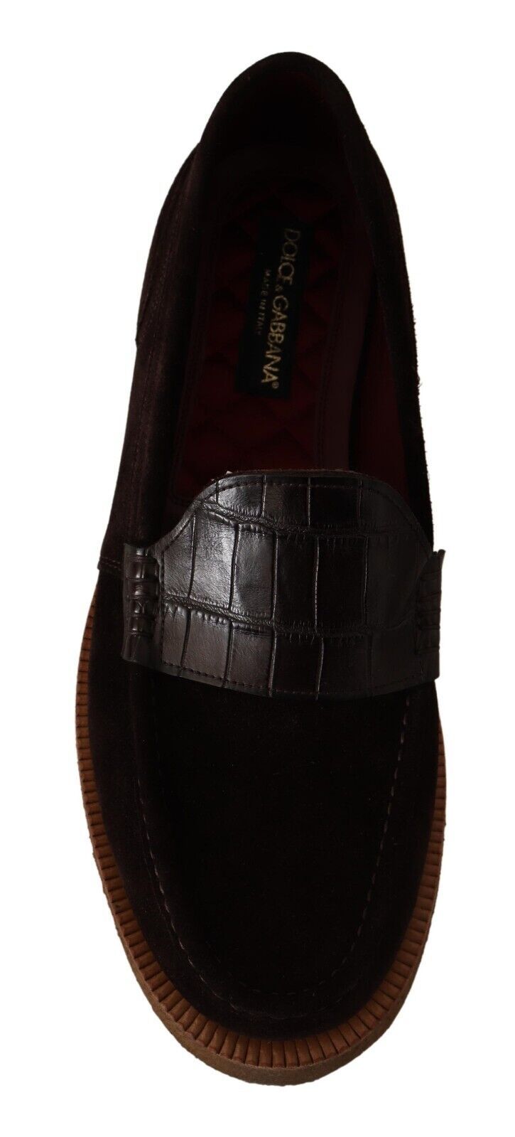 Elegante suède krokodillenloafers in bruin