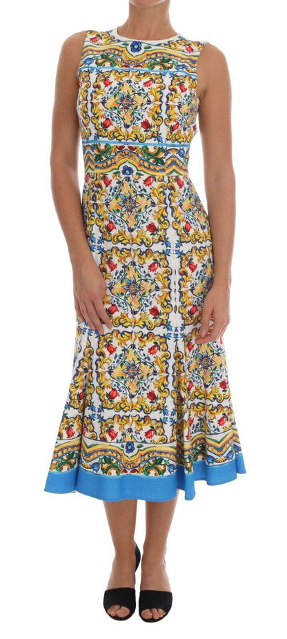 Majolica print Midi schede jurk