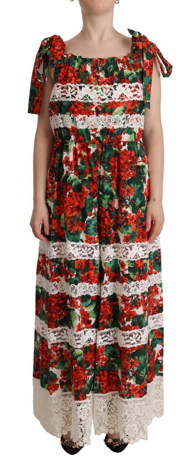 Veelkleurige bloemen maxi-jurk