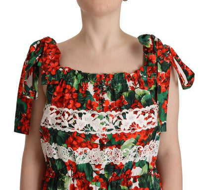 Veelkleurige bloemen maxi-jurk