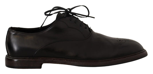 Elegante zwarte lederen derby formele schoenen