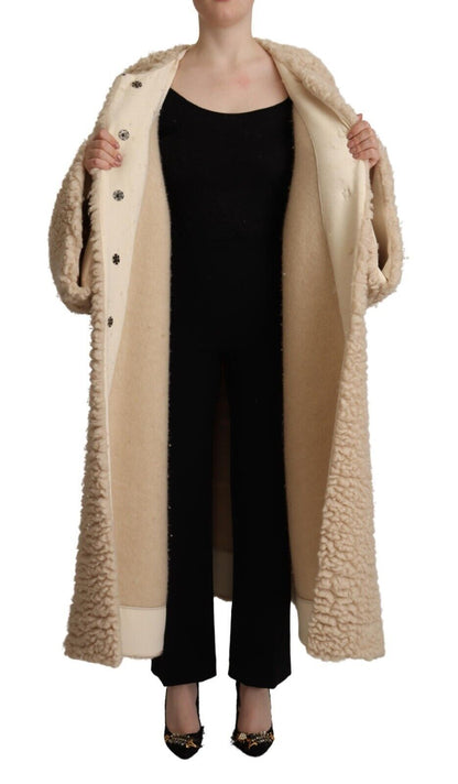 Elegant Beige Cashmere Overcoat Jacket