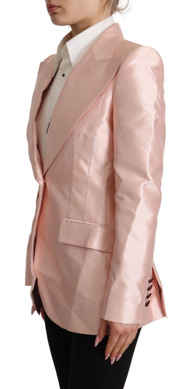 Elegante chaqueta blazer de seda rosa