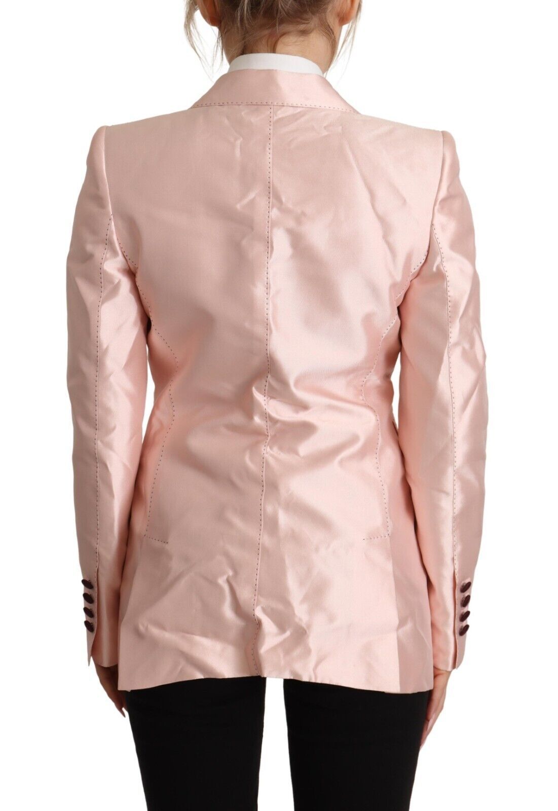 Elegante chaqueta blazer de seda rosa