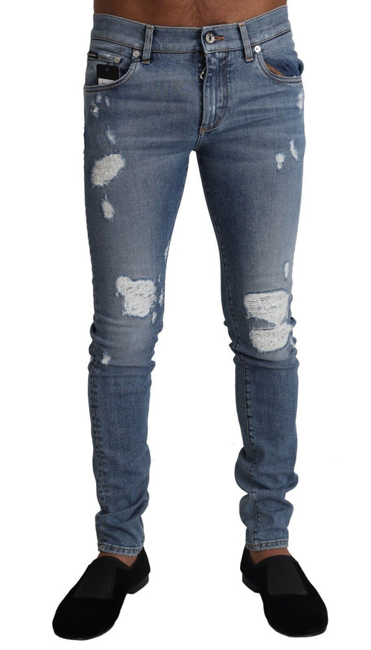 Elegante lichtblauwe skinny denimbroek