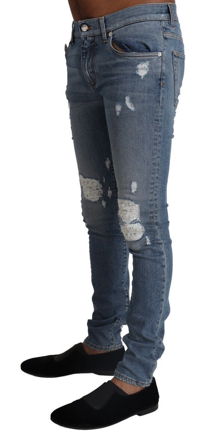 Elegante lichtblauwe skinny denimbroek