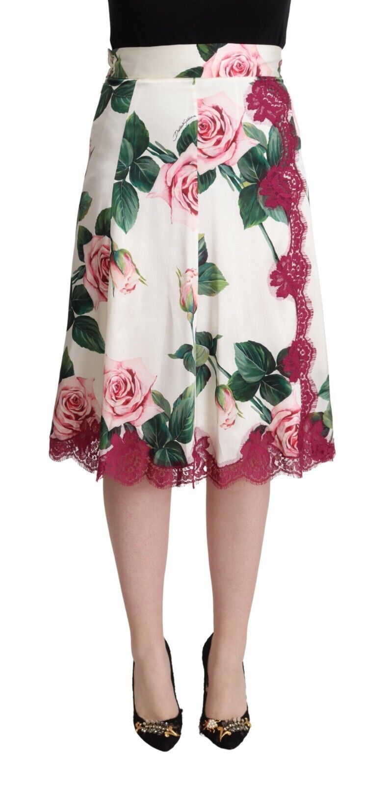 Falda midi evasé floral elegante