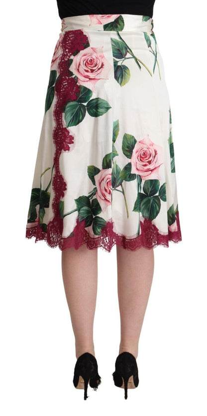 Falda midi evasé floral elegante