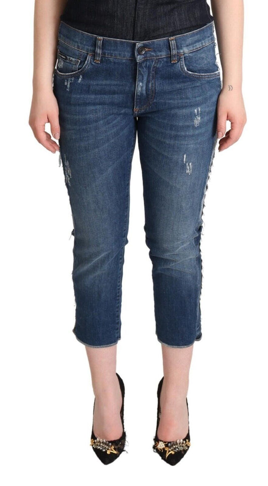 Elegante cropped denim met middelhoge taille