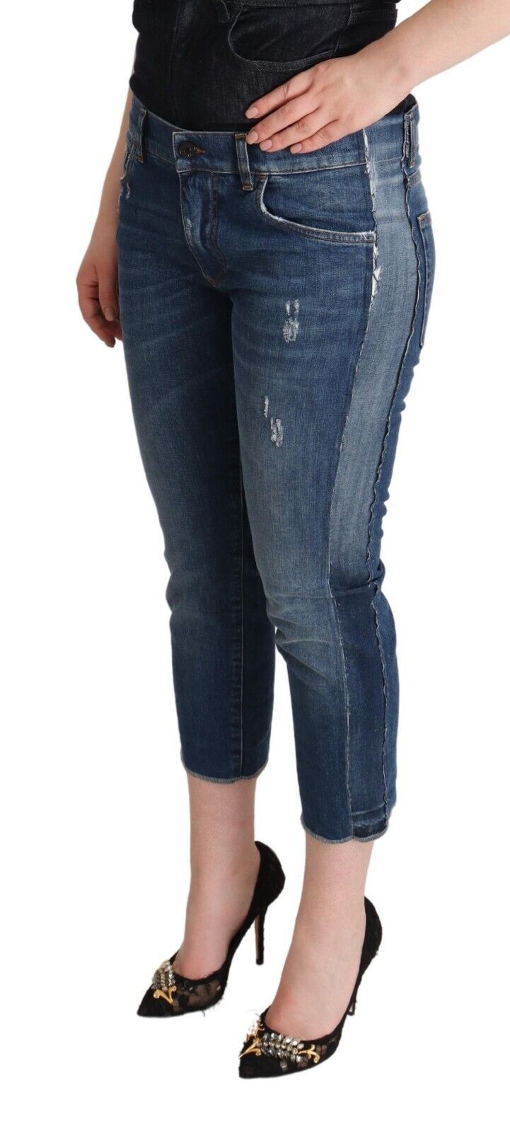 Elegante cropped denim met middelhoge taille