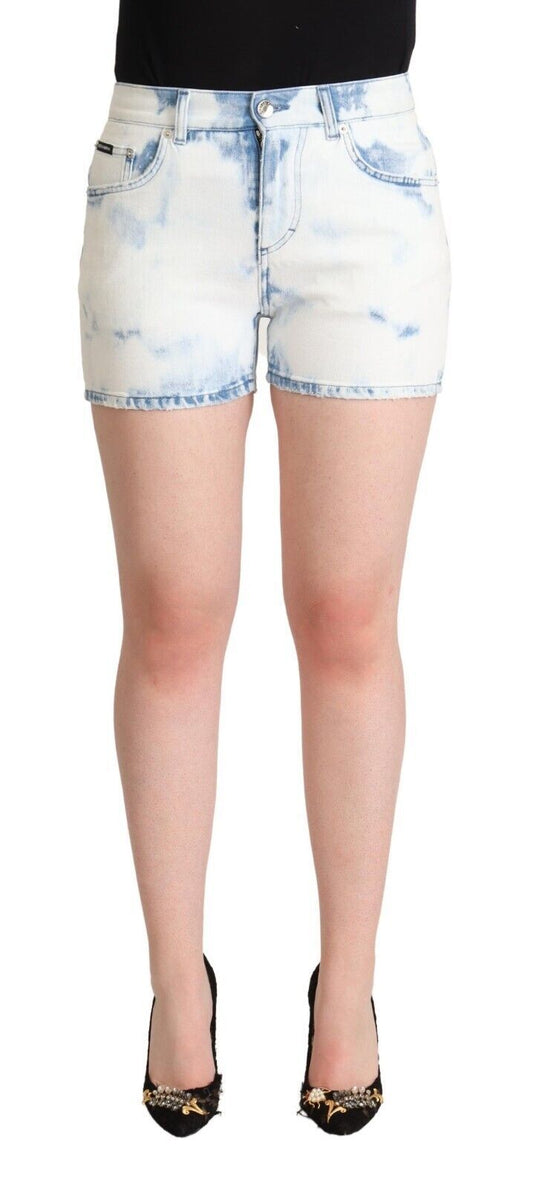 Chique witte denim short met middelhoge taille