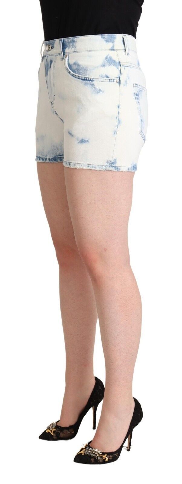 Chique witte denim short met middelhoge taille