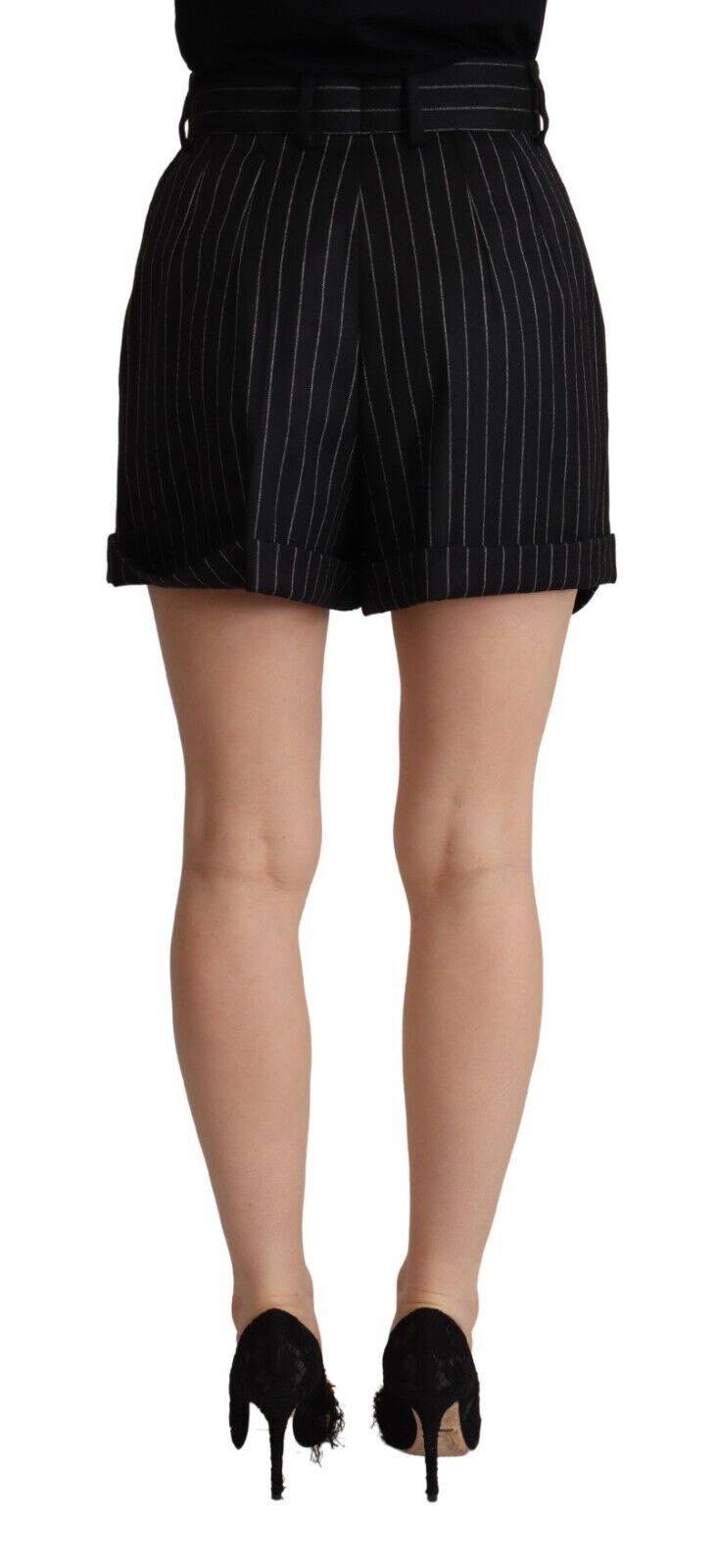 Elegante gestreepte bermudashort met hoge taille