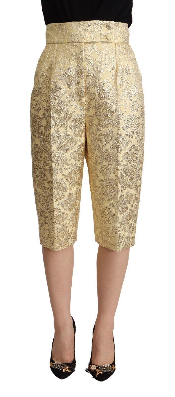 Elegantes pantalones cortos beige de cintura alta