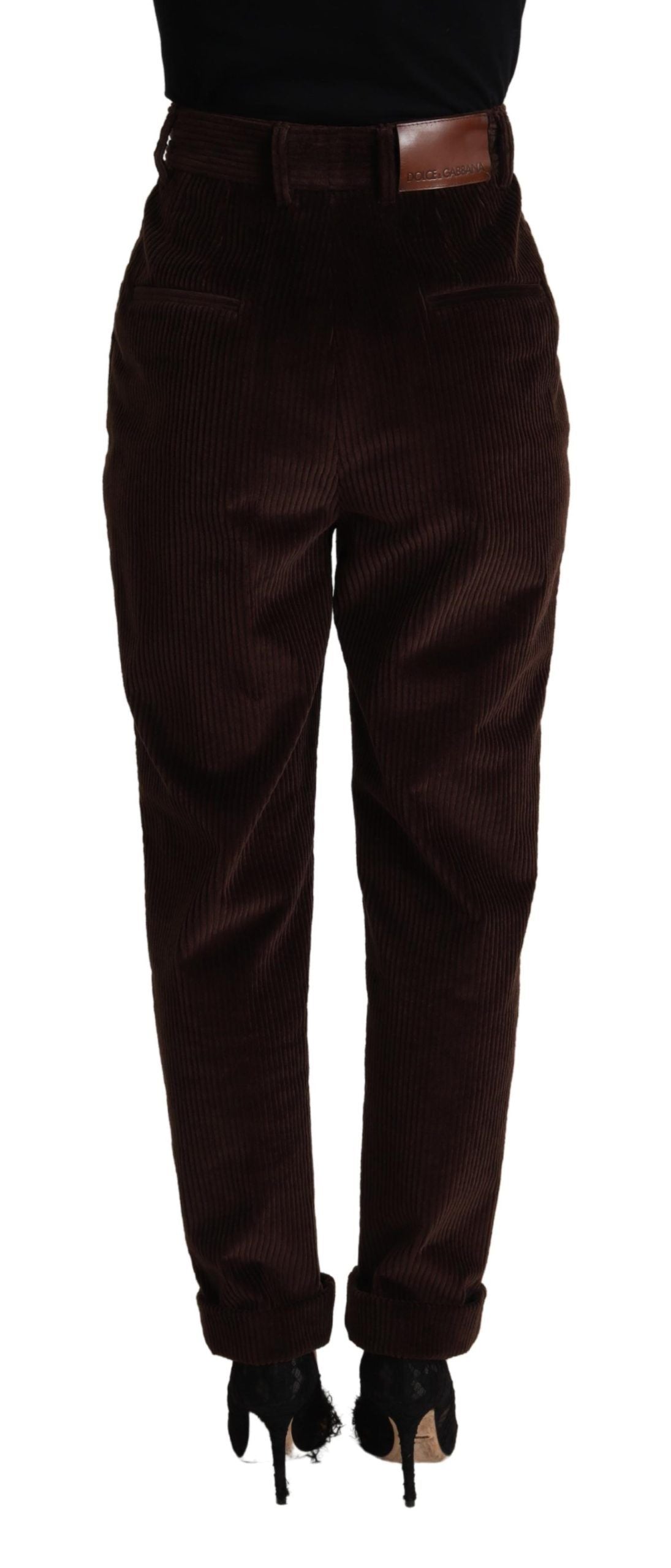 Elegante bordeauxrode corduroy broek met hoge taille