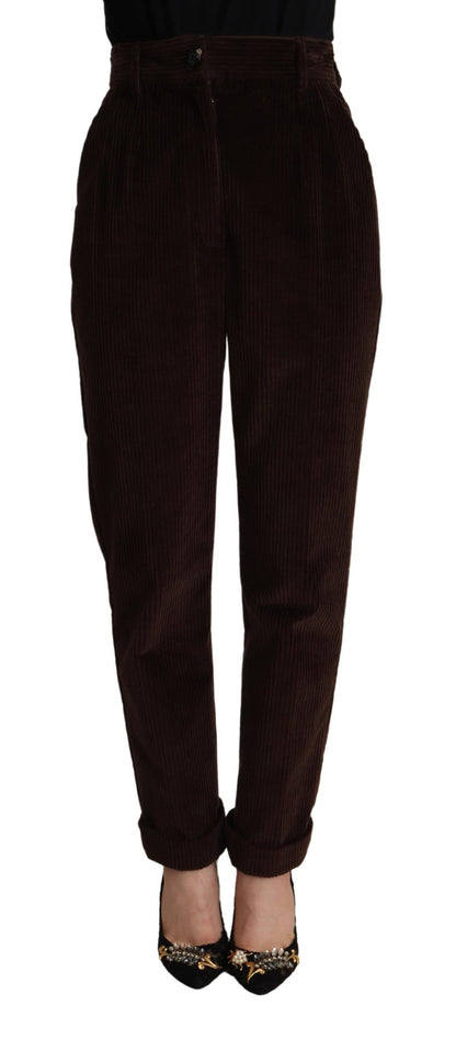 Elegante bordeauxrode corduroy broek met hoge taille