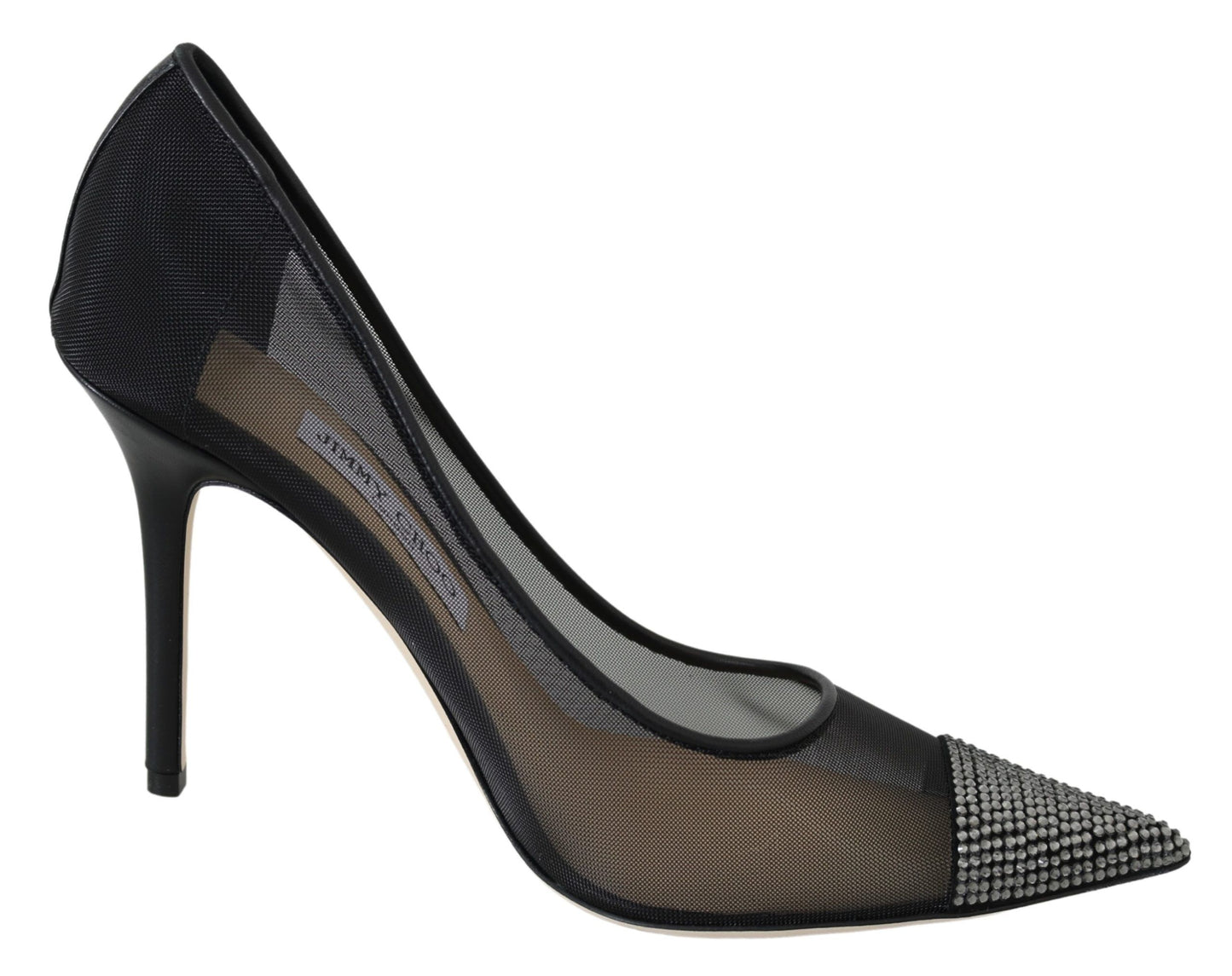 Elegante zwarte mesh kristallen pumps