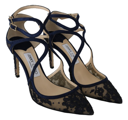 Marineblauwe leren Lancer-pumps Elegance Unleashed