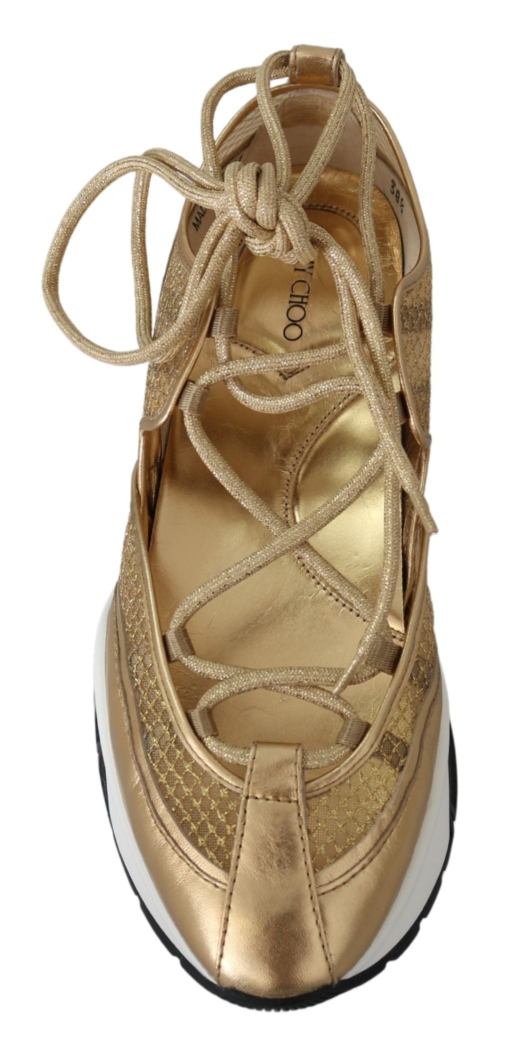 Gouden glamour mesh lederen sneakers