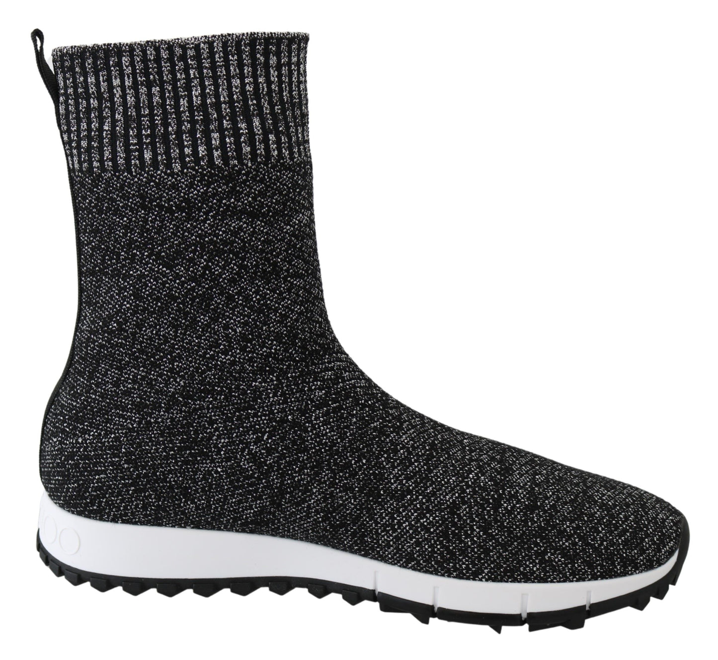 Elegant Knitted Lurex Sneakers in Black and Silver