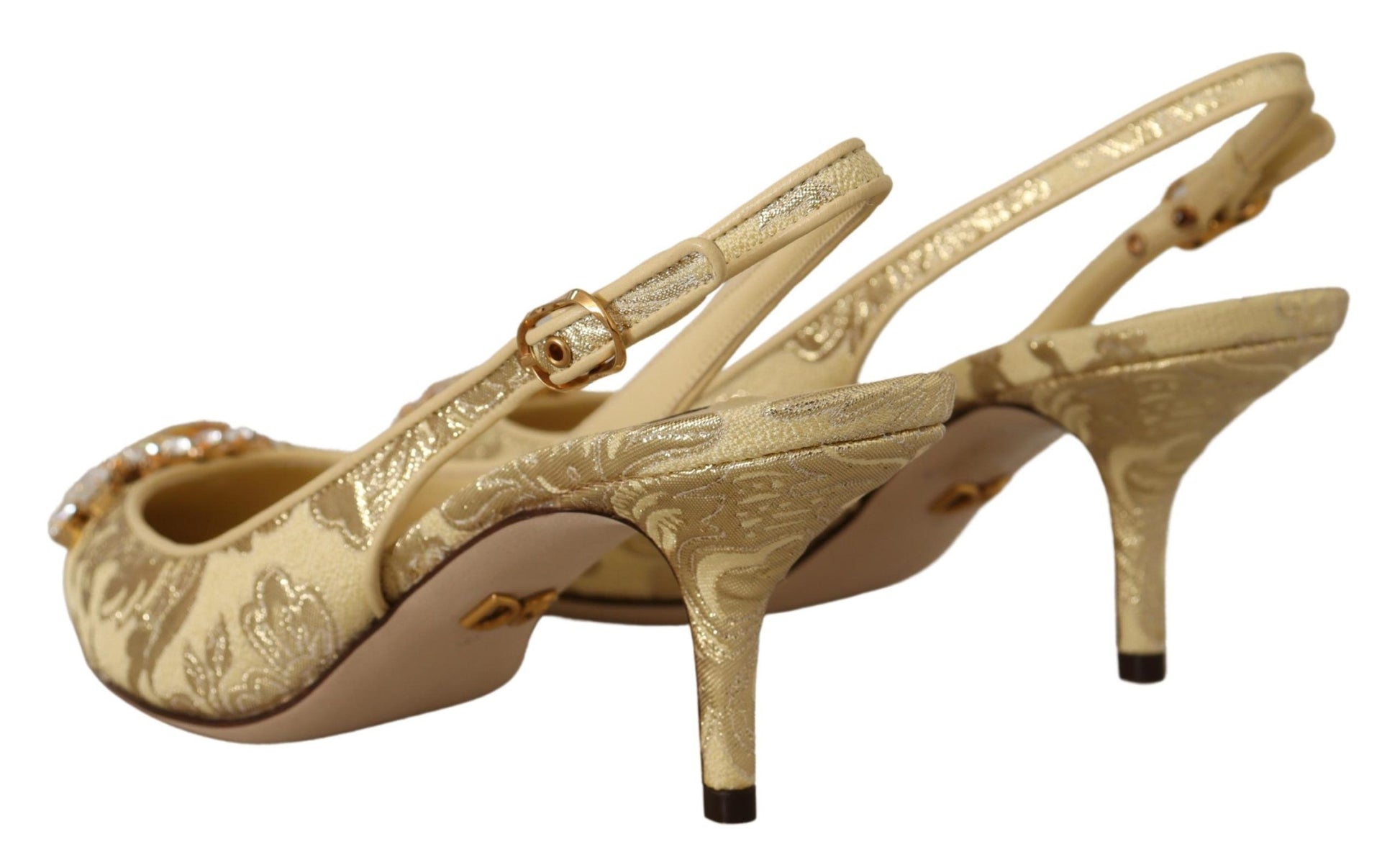 Glanzende gouden kristallen slingback hakken