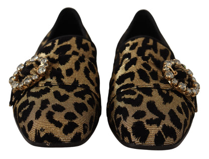 Mocasines elegantes con gemas de cristal y leopardo