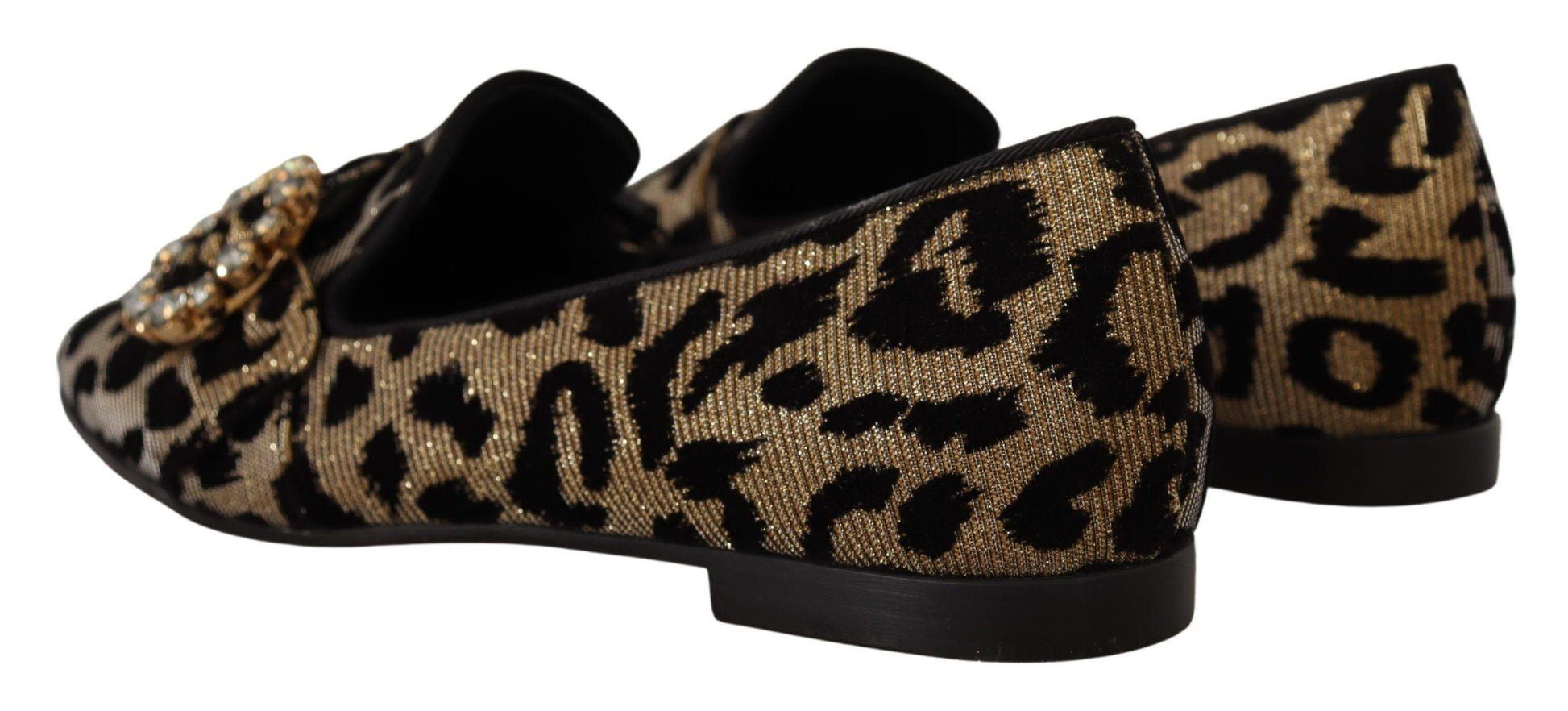 Mocasines elegantes con gemas de cristal y leopardo