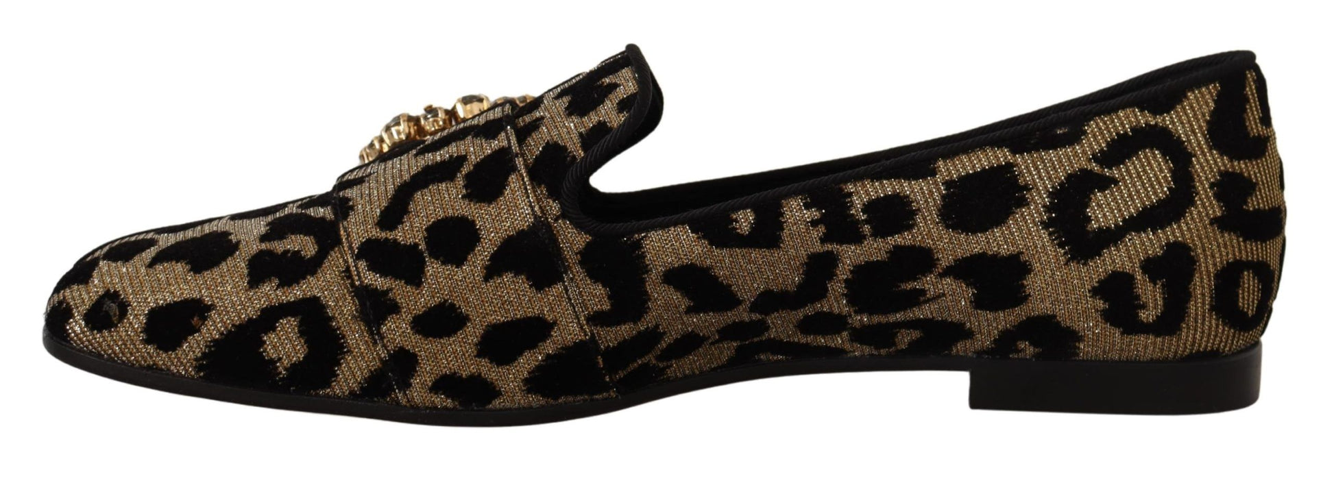 Mocasines elegantes con gemas de cristal y leopardo