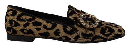 Elegant Leopard Crystal Gem Loafers