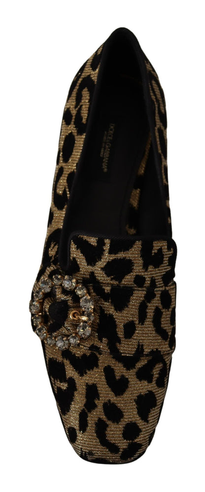 Mocasines elegantes con gemas de cristal y leopardo