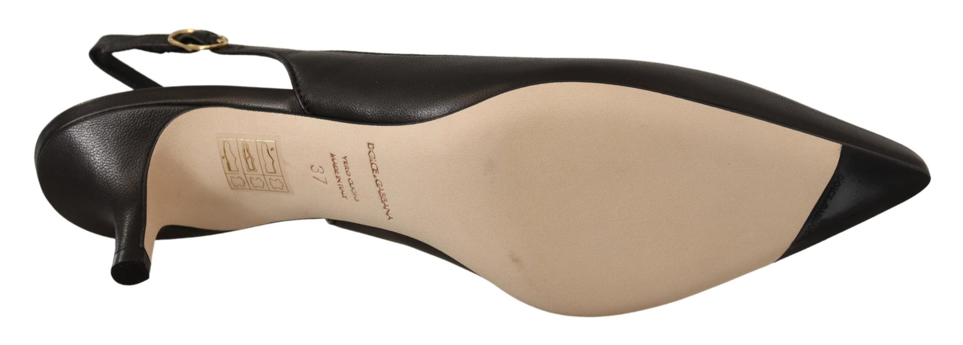 Elegante zwarte lederen slingbacks hakken