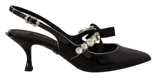 Zwart lakleer Crystal Slingbacks schoenen