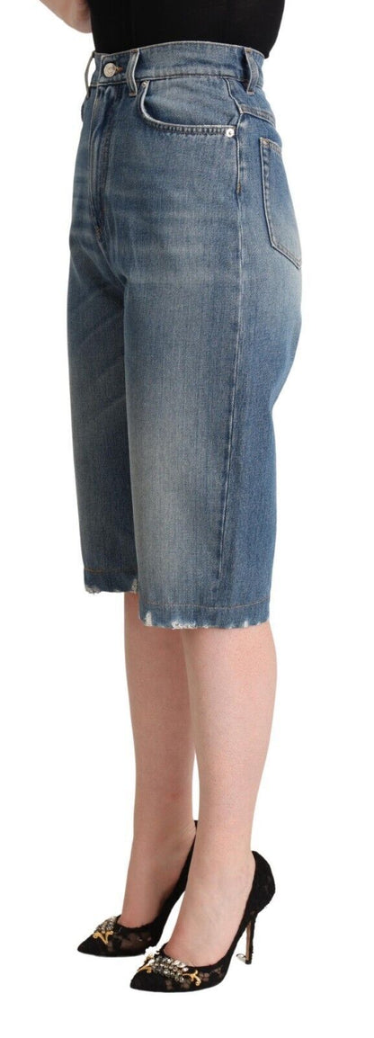 Italiaanse cropped denim jeans met hoge taille