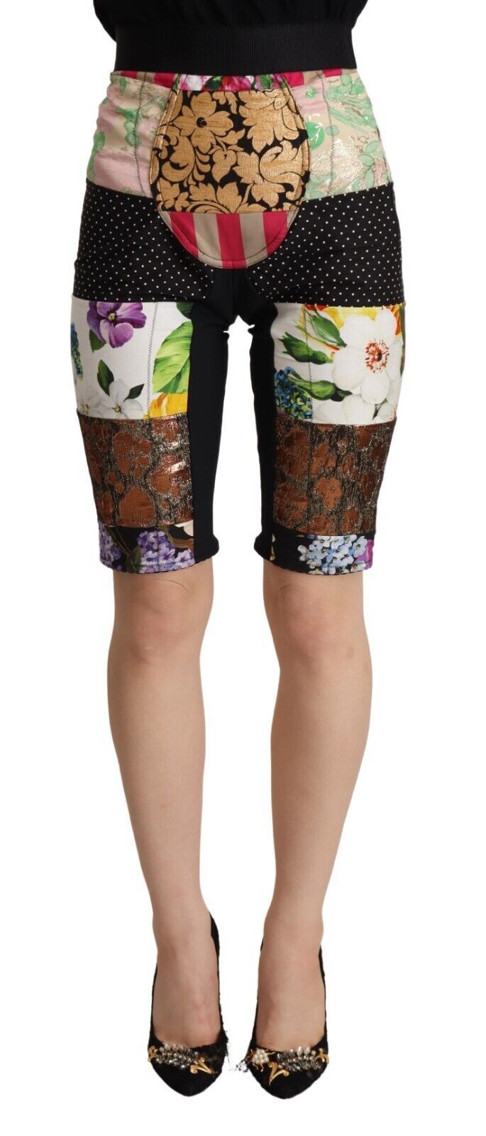 Elegante cropped broek met bloemen in paarse tinten