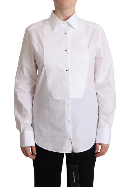 Camisa de vestir de popelina blanca elegante