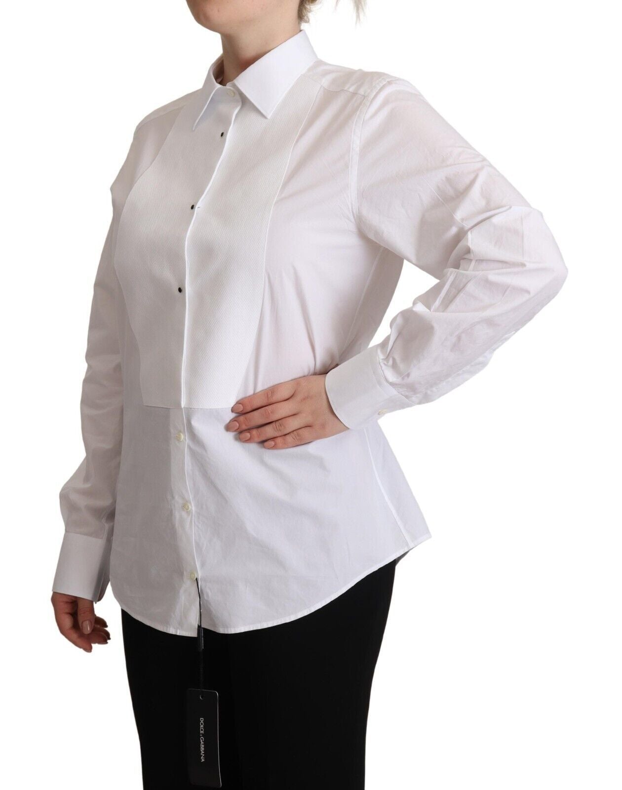 Camisa de vestir de popelina blanca elegante