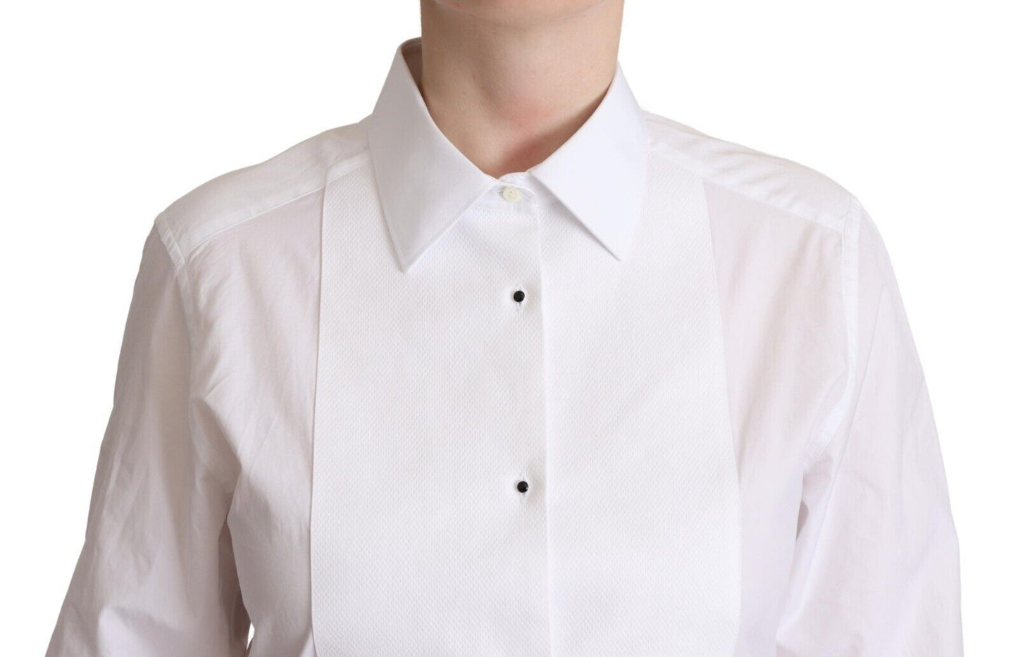 Camisa de vestir de popelina blanca elegante