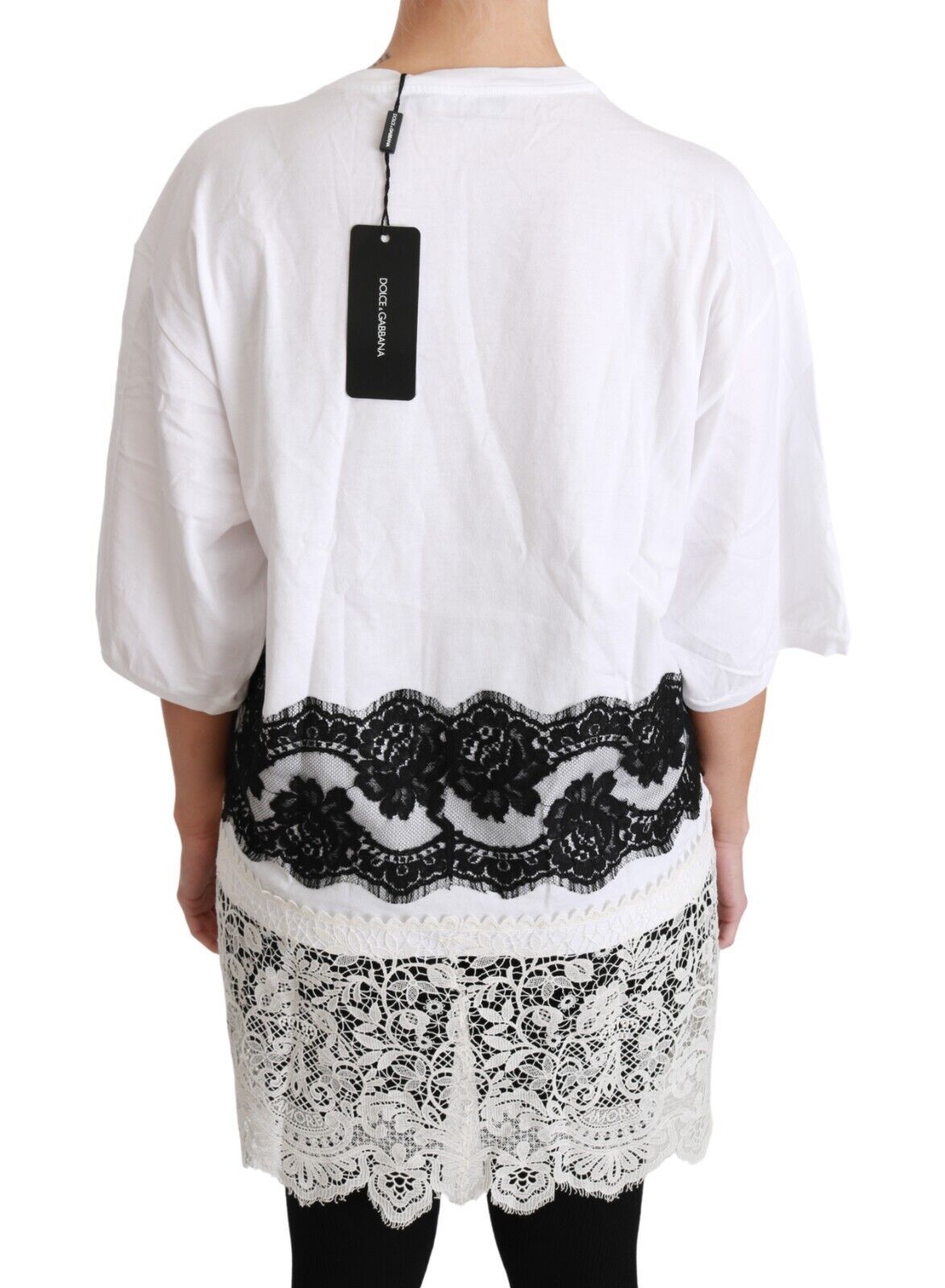 Witte Fashion Sinner katoenen T-shirttop met kant