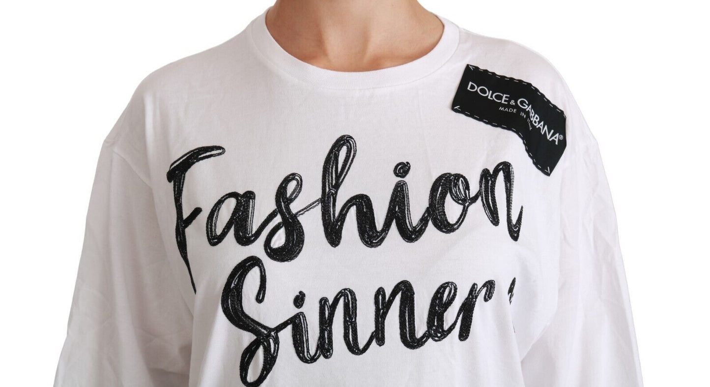 Witte Fashion Sinner katoenen T-shirttop met kant