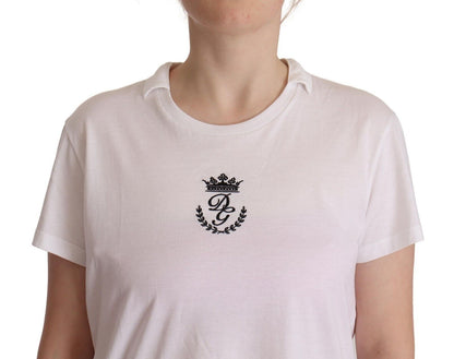 Elegant T-shirt met kroonprint en kraag