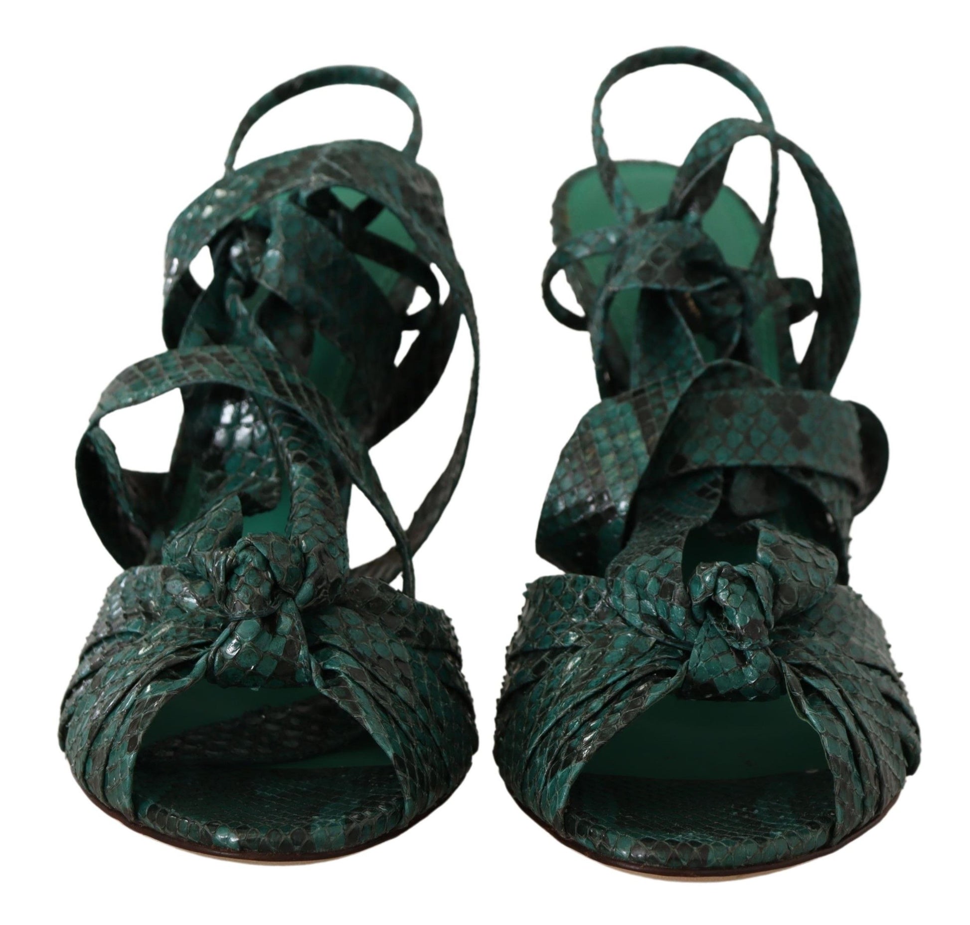 Elegant Green Python Strappy Heels