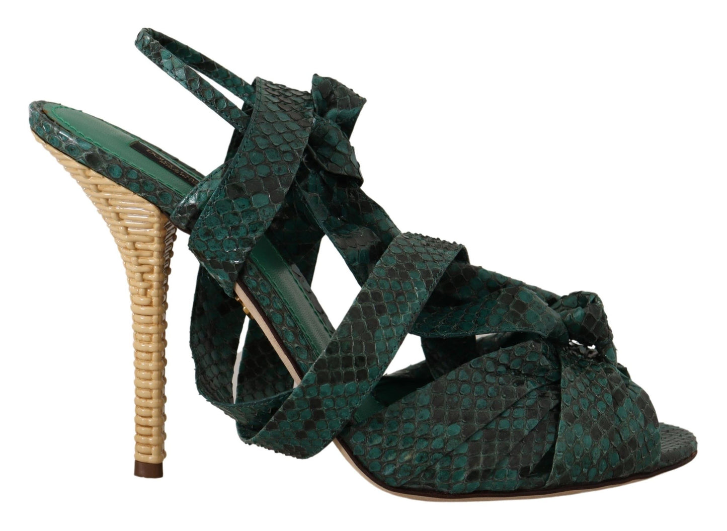 Elegante groene python hakken met bandjes