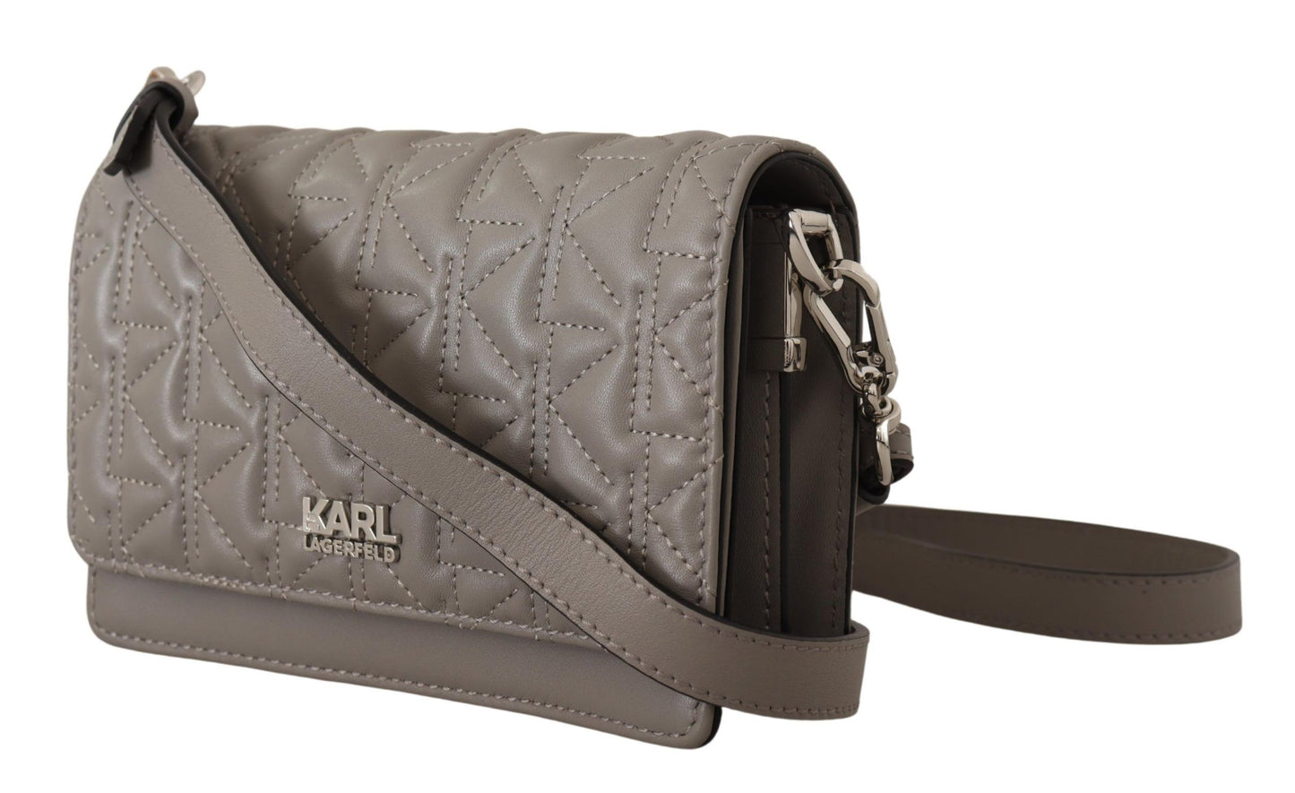 Elegante grijze leren crossbodytas