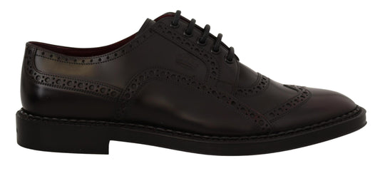 Elegante paarse lederen derby formele schoenen