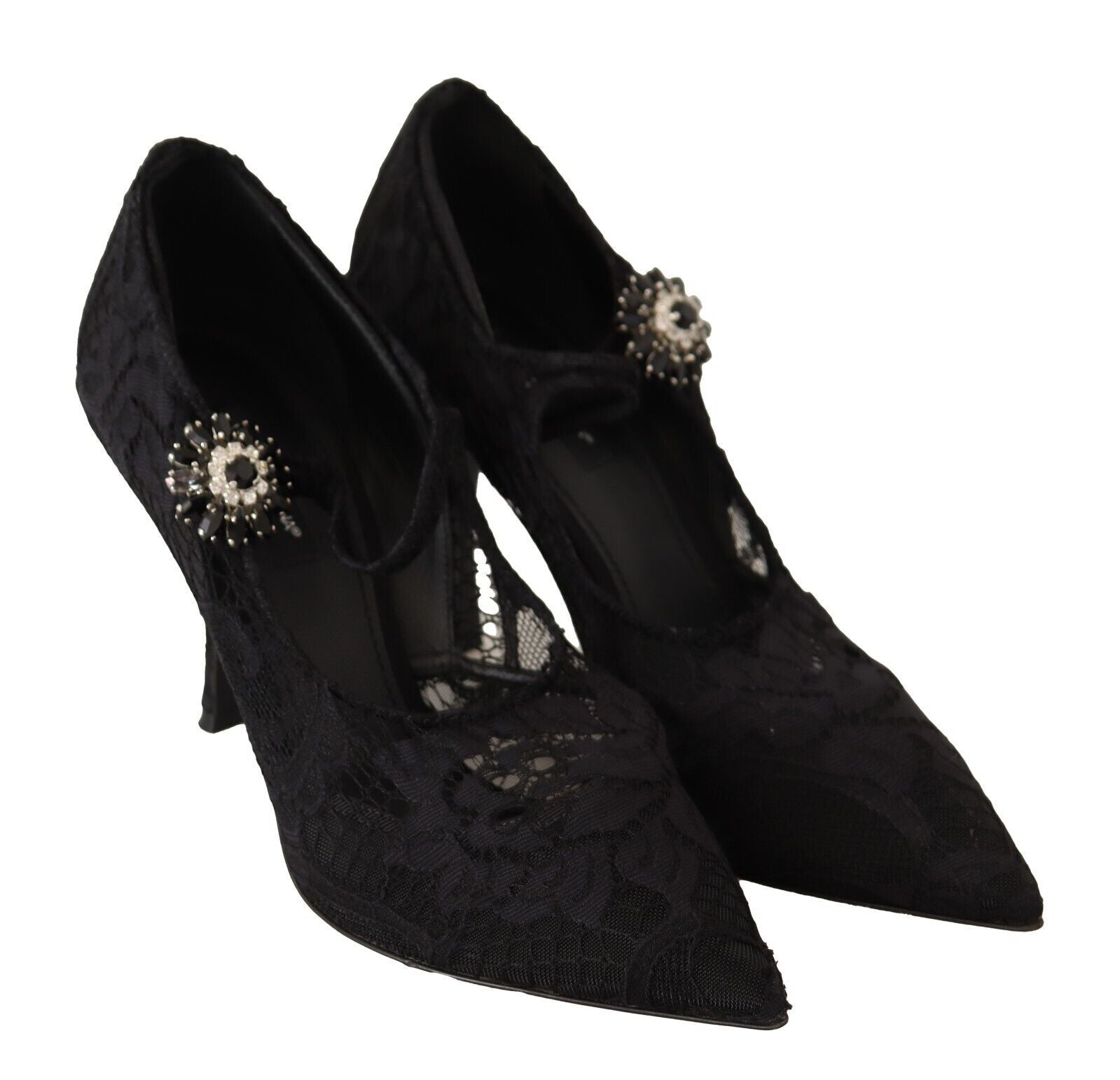 Elegantes zapatos de tacón de aguja de encaje negro