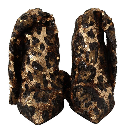 Botas hasta la rodilla con lentejuelas de leopardo elegantes