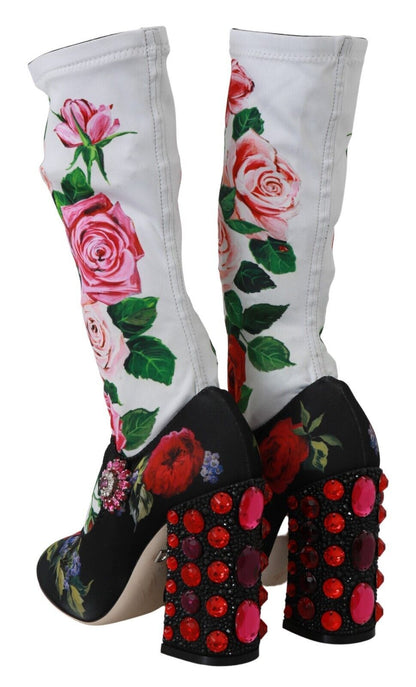 Botas tipo calcetines con adornos florales