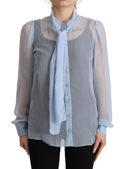 Blusa elegante de seda con cuello Ascot